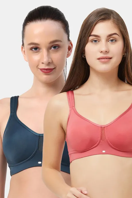 Buy Soie Full Coverage Minimiser Non-Padded Non-Wired Bra (Pack Of2) -  Assorted at Rs.2261 online