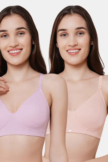 Buy Soie Non Padded Non Wired Full Coverage T-Shirt Bra (Pack Of 2) -  Assorted at Rs.1332 online