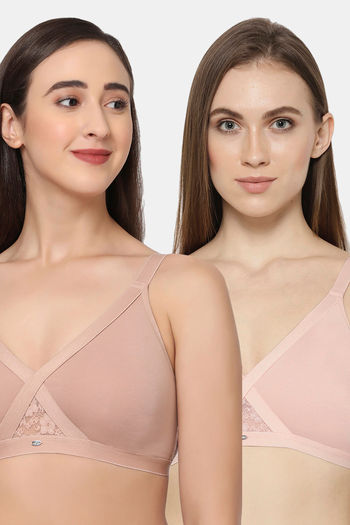 Buy Soie Full Coverage Cross Over Non Padded Non Wired Bra (Pack Of 2) -  Assorted at Rs.1332 online