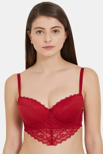 Buy Soie Medium Coverage Padded Wired Lace Demi Cup Bra (Pack Of 2