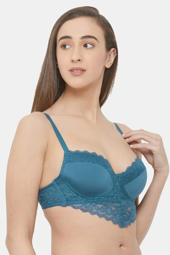 Buy SOIE Blue Women's Lace Wired Padded Push Up Bra