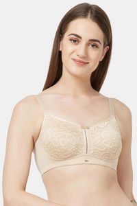 Buy Soie Full Coverage Padded Non-Wired Lace Bra - Nude