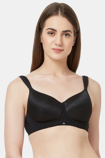 Buy Soie Padded Non Wired Full Coverage T-Shirt Bra - Black at Rs