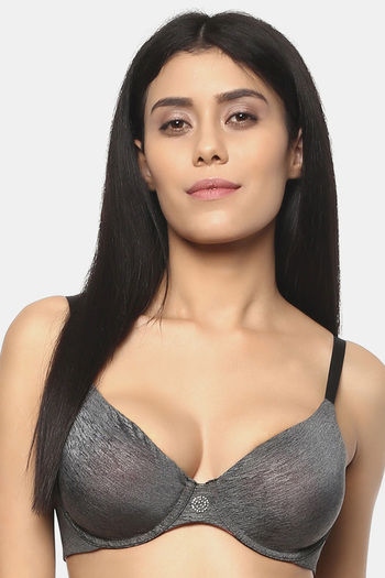 Buy Soie Double Layered Wired Full Coverage T-Shirt Bra - Anthra