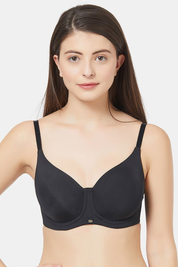Buy Soie Double Layered Wired Full Coverage T-Shirt Bra - Black