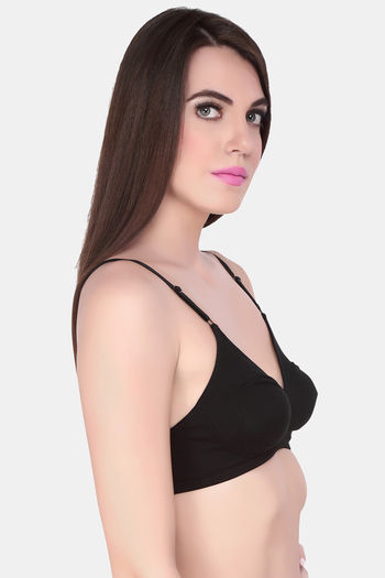 Buy Soie Single Layered Non Wired Medium Coverage Bra - Black at