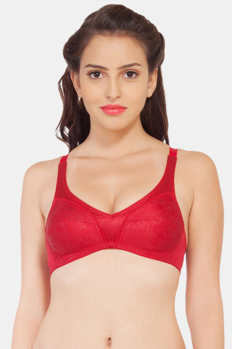 Buy Soie Single Layered Non Wired Full Coverage Bra - Classic Red at Rs.690  online