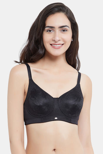 Buy Soie Single Layered Non Wired Full Coverage Bra - Black at Rs.650  online