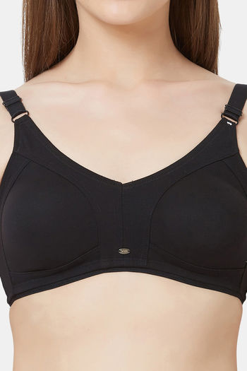 Buy Soie Single Layered Non Wired Full Coverage Bra - Black at Rs.608  online