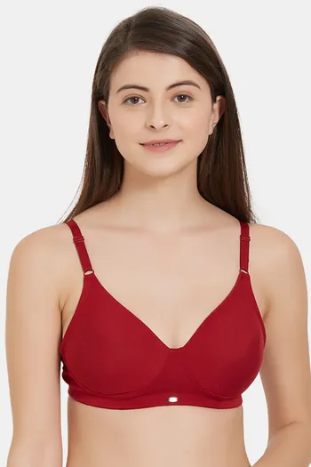 Buy Soie Double Layered Non Wired Full Coverage Bra - Deep Red at