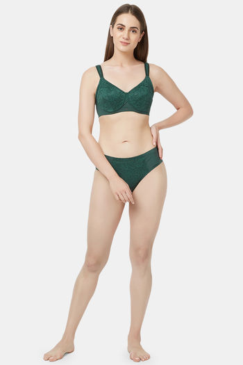 Soie Double Layered Wired Full Coverage T-Shirt Bra - Green Jungle