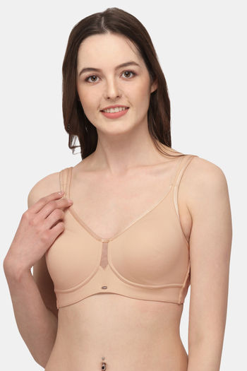 Buy Soie Single Layered Non Wired Full Coverage Minimiser Bra - Nude