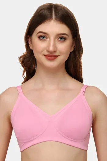 Buy Soie Single Layered Non Wired Medium Coverage Maternity Bra - Pink