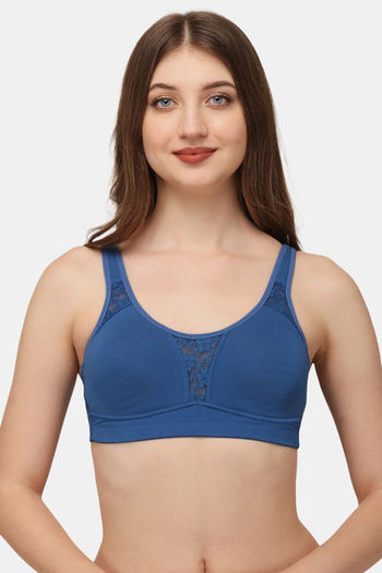 Buy Soie Single Layered Non Wired Full Coverage T-Shirt Bra - Midnight