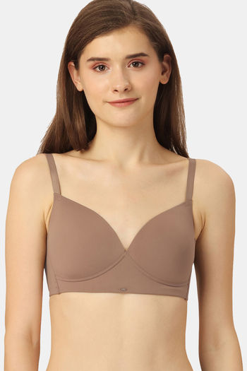 Buy Soie Padded Non Wired Full Coverage T-Shirt Bra - Brownie