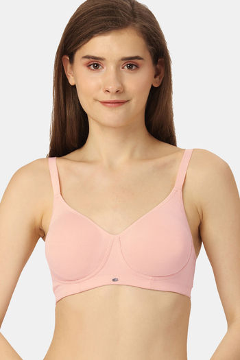 Buy Soie Single Layered Non Wired Full Coverage T-Shirt Bra - Peach at  Rs.690 online