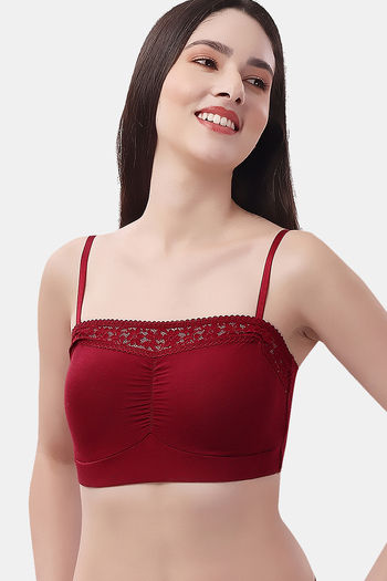 Buy Soie Padded Non Wired Full Coverage Tube Bra - Maroon