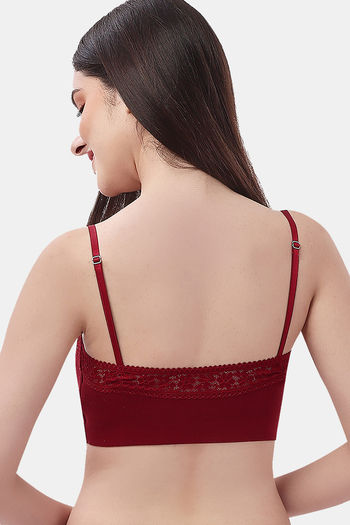 Buy SOIE- Crimson Full Coverage Non Padded Wired Lace Bra-Crimson
