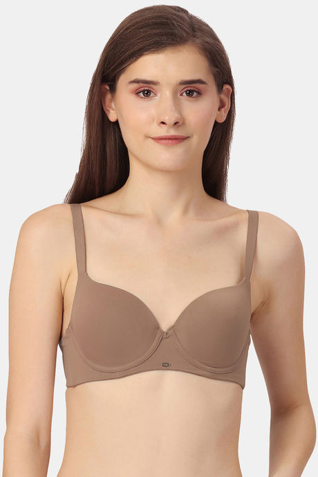 Soie Padded Wired Medium Coverage T-Shirt Bra - Brown