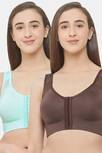 Buy Soie Double Layered Non Wired Full Coverage Super Support Bra (Pack of 2) - Multicolor