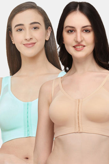 Buy Soie Double Layered Non Wired Full Coverage Super Support Bra (Pack of 2) - Multicolor