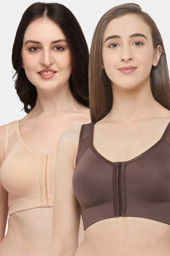 Buy Soie Double Layered Non Wired Full Coverage Super Support Bra (Pack of 2) - Multicolor