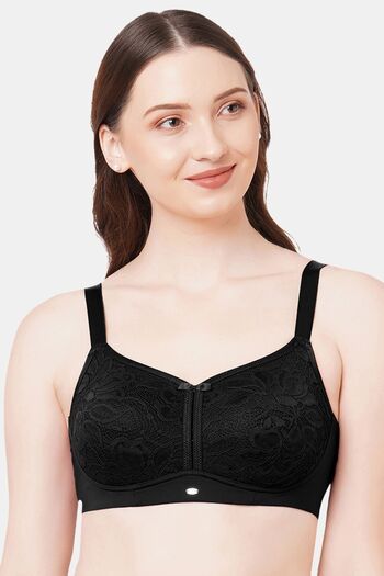 Buy Soie Double Layered Non-Wired Full Coverage Minimiser Bra - Black