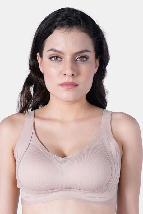 Soie Padded Non-Wired Full Coverage T-Shirt Bra - Beige