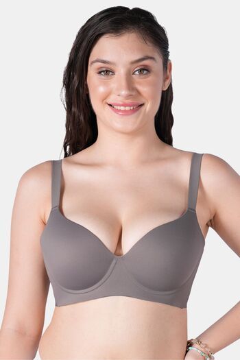 Buy Soie Padded Regular Wired Full Coverage T-Shirt Bra - Granite