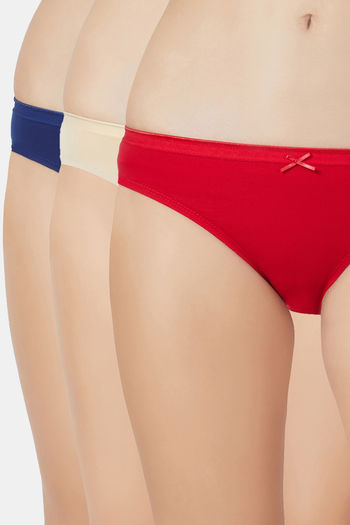 Buy Soie Low Rise Half Coverage Bikini Panty (Pack of 3) - Multicolor