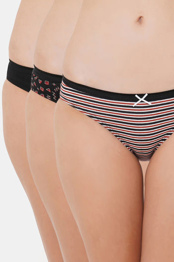 Buy Soie Low Rise Half Coverage Bikini Panty (Pack of 3) - Multicolor