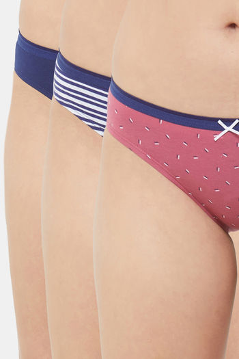 Buy Soie Low Rise Half Coverage Bikini Panty (Pack of 3) - Multicolor