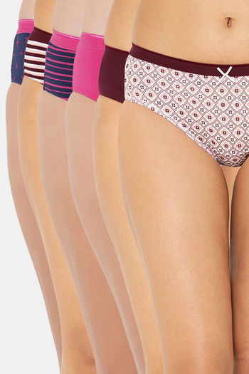 Buy Soie High Rise Half Coverage Hipster Panty (Pack of 6) - Assorted