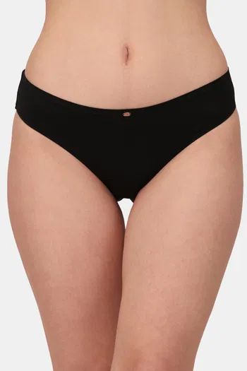 Buy Soie Medium Rise Half Coverage Bikini Panty - Black