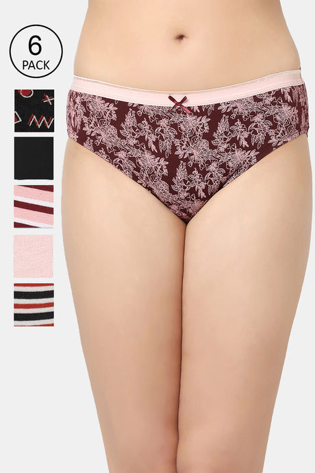 Soie Teal & Maroon Lace Hipster Panty - Pack of 2