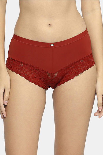 Buy Soie Medium Rise Half Coverage Bikini Panty - Rust