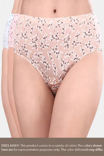 Buy Soie High Rise Full Coverage Printed Stretch Cotton Hipster Panty (Pack of 3) - Multicolor