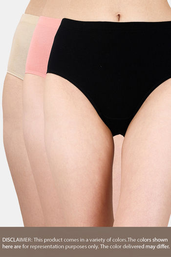 Buy Soie High Waist Full Coverage Solid Cotton Briefs(Pack of 3) - Multicolor