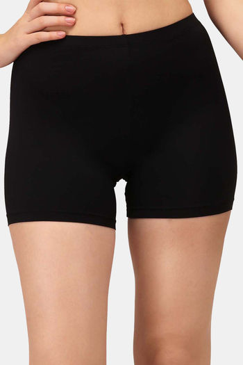 Buy Soie Mid Thigh Length Cycling Shorts (Pack Of 2) Bark Black