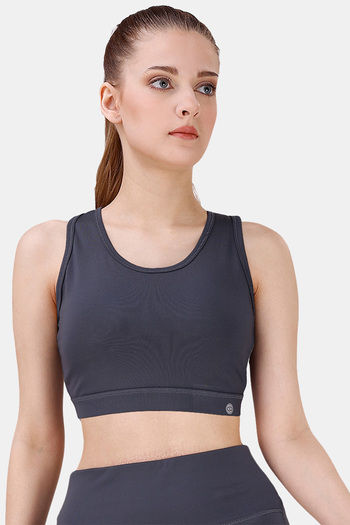 Soie Moisture Wicking Sports Bra with Removable Padding - Shadow