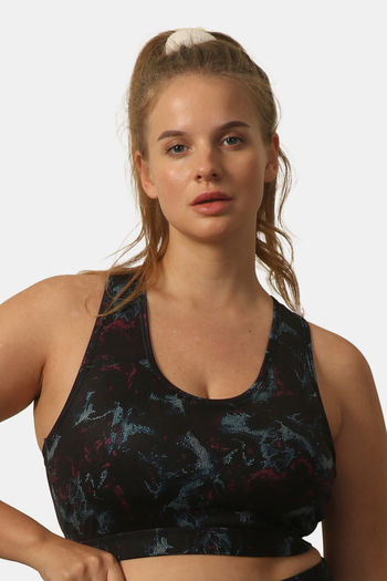 Buy Soie Medium Impact Quick Dry Padded Sports Bra - Black