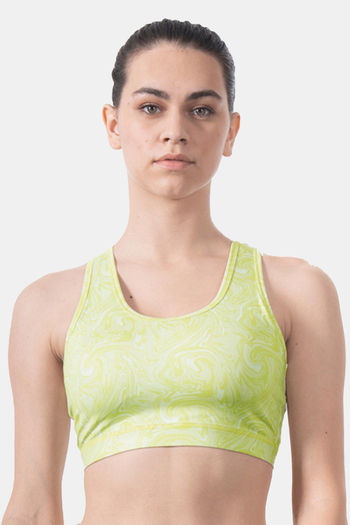 Buy Soie Medium Impact Quick Dry Padded Sports Bra - Green
