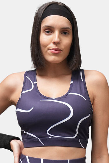 Buy Soie Medium Impact Quick Dry Padded Sports Bra - Blue