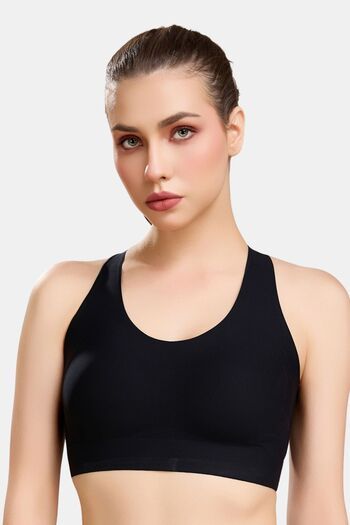 Buy Soie High Impact Padded Non Wired Full Coverage Sports Bra - Black