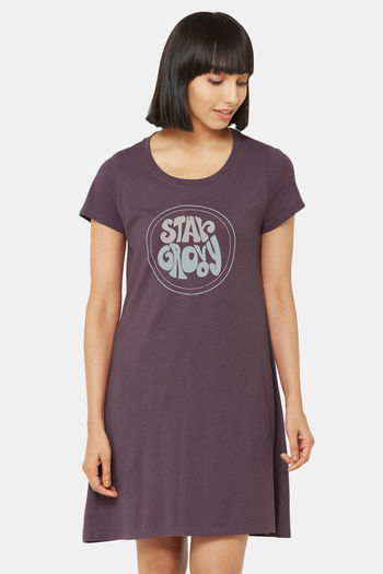 Buy Soie Cotton Sleep T-Shirt - Purple