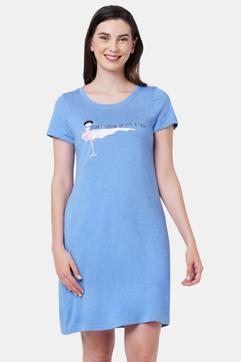 Buy Soie Cotton Sleep T-Shirt - Blue at Rs.780 online