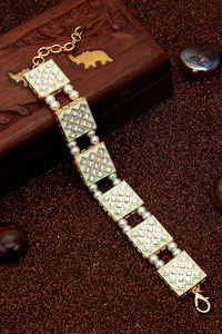 Buy Sukkhi Incredible Pearl Gold Plated Meenakari Bracelet for Women