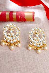 Buy Sukkhi Antique Kundan Gold Plated Pearl Drop Earring Set for Women