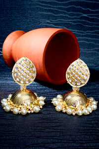 Buy Sukkhi Lavish Kundan Gold Plated Pearl Jumki Earring Set for Women