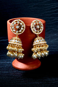 Buy Sukkhi Delicate Kundan Gold Plated Pearl Jumki Earring Set for Women